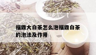 福鼎大白茶怎么泡福鼎白茶的泡法及作用