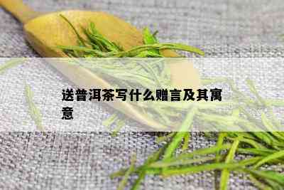 送普洱茶写什么赠言及其寓意