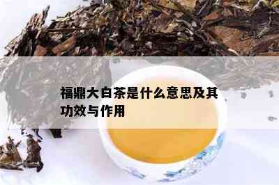 福鼎大白茶是什么意思及其功效与作用