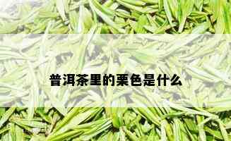 普洱茶里的栗色是什么