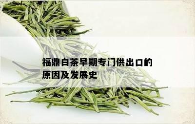 福鼎白茶早期专门供出口的原因及发展史