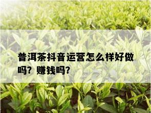 普洱茶抖音运营怎么样好做吗？赚钱吗？