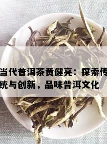 当代普洱茶黄健亮：探索传统与创新，品味普洱文化