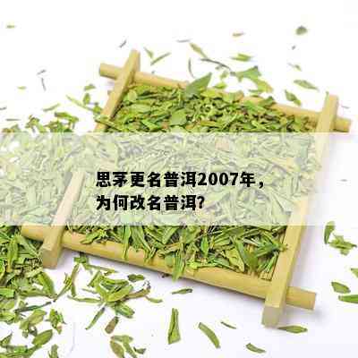 思茅更名普洱2007年，为何改名普洱？