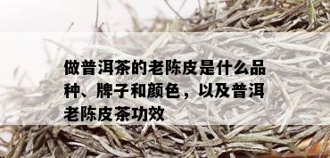 做普洱茶的老陈皮是什么品种、牌子和颜色，以及普洱老陈皮茶功效