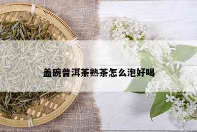 盖碗普洱茶熟茶怎么泡好喝