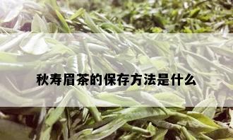 秋寿眉茶的保存方法是什么