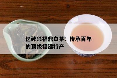 忆臻兴福鼎白茶：传承百年的顶级福建特产