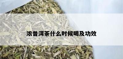 浓普洱茶什么时候喝及功效