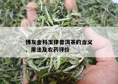 博友金科玉律普洱茶的含义、用法及农药评价