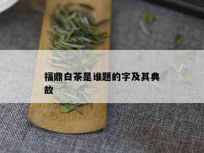 福鼎白茶是谁题的字及其典故