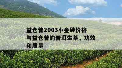 益仓普2003小金砖价格与益仓普的普洱生茶，功效和质量