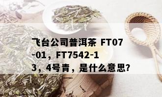 飞台公司普洱茶 FT07-01，FT7542-13，4号青，是什么意思？