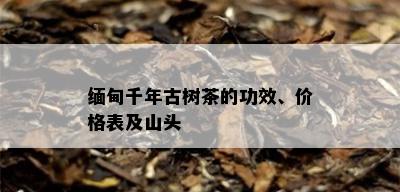 缅甸千年古树茶的功效、价格表及山头