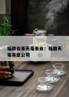 福鼎白茶天毫茶业：福鼎天毫茶业公司