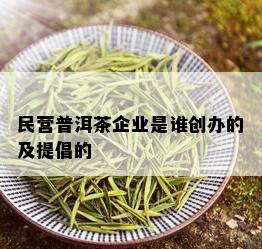 民营普洱茶企业是谁创办的及提倡的