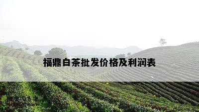 福鼎白茶批发价格及利润表