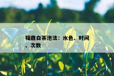 福鼎白茶泡法：水色、时间、次数