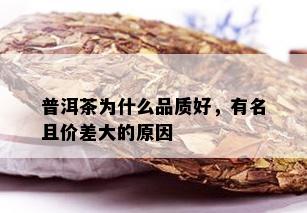 普洱茶为什么品质好，有名且价差大的原因