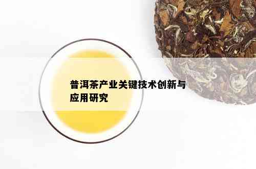 普洱茶产业关键技术创新与应用研究