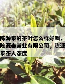 陈源泰的茶叶怎么样好喝，陈源泰茶业有限公司，陈源泰茶人态度