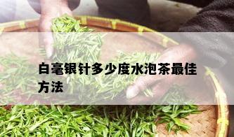 白毫银针多少度水泡茶更佳方法