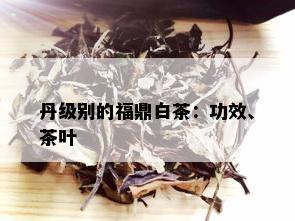 丹级别的福鼎白茶：功效、茶叶