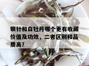 银针和白牡丹哪个更有收藏价值及功效，二者区别和品质高？