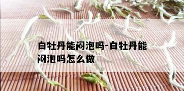 白牡丹能闷泡吗-白牡丹能闷泡吗怎么做