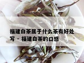 福建白茶属于什么茶有好处写 - 福建白茶的口感