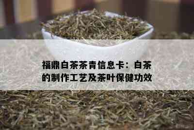 福鼎白茶茶青信息卡：白茶的制作工艺及茶叶保健功效