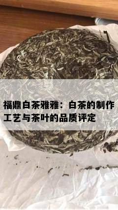 福鼎白茶雅雅：白茶的制作工艺与茶叶的品质评定