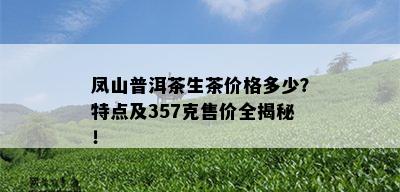 凤山普洱茶生茶价格多少？特点及357克售价全揭秘！