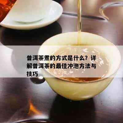 普洱茶煮的方式是什么？详解普洱茶的更佳冲泡方法与技巧