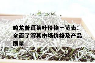 鸣龙普洱茶叶价格一览表：全面了解其市场价格及产品质量