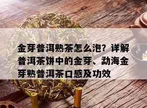 金芽普洱熟茶怎么泡？详解普洱茶饼中的金芽、勐海金芽熟普洱茶口感及功效