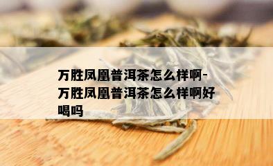 万胜凤凰普洱茶怎么样啊-万胜凤凰普洱茶怎么样啊好喝吗