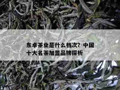 东卓茶业是什么档次？中国十大名茶加盟品牌探析