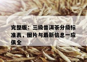 完整版：三级普洱茶分级标准表，图片与最新信息一应俱全