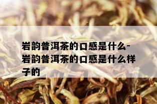 岩韵普洱茶的口感是什么-岩韵普洱茶的口感是什么样子的