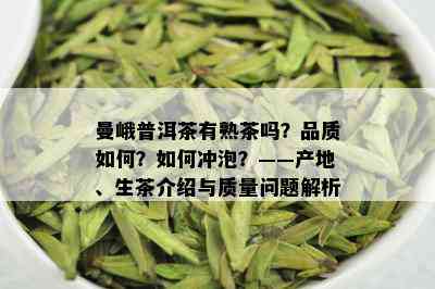 曼峨普洱茶有熟茶吗？品质如何？如何冲泡？——产地、生茶介绍与质量问题解析