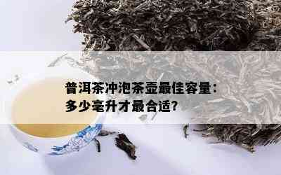 普洱茶冲泡茶壶更佳容量：多少毫升才最合适？