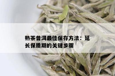 熟茶普洱更佳保存方法：延长保质期的关键步骤