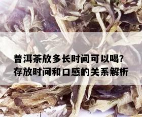 普洱茶放多长时间可以喝？存放时间和口感的关系解析