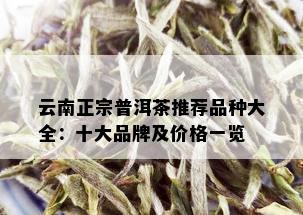 云南正宗普洱茶推荐品种大全：十大品牌及价格一览