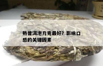 熟普洱泡几克更好？影响口感的关键因素