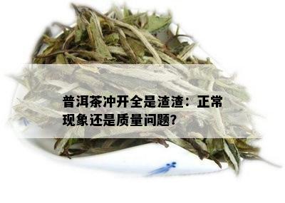 普洱茶冲开全是渣渣：正常现象还是质量问题？