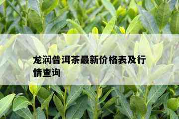 龙润普洱茶最新价格表及行情查询