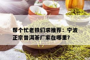 帮个忙老铁们求推荐：宁波正宗普洱茶厂家在哪里？