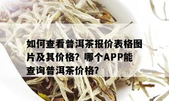 如何查看普洱茶报价表格图片及其价格？哪个APP能查询普洱茶价格？